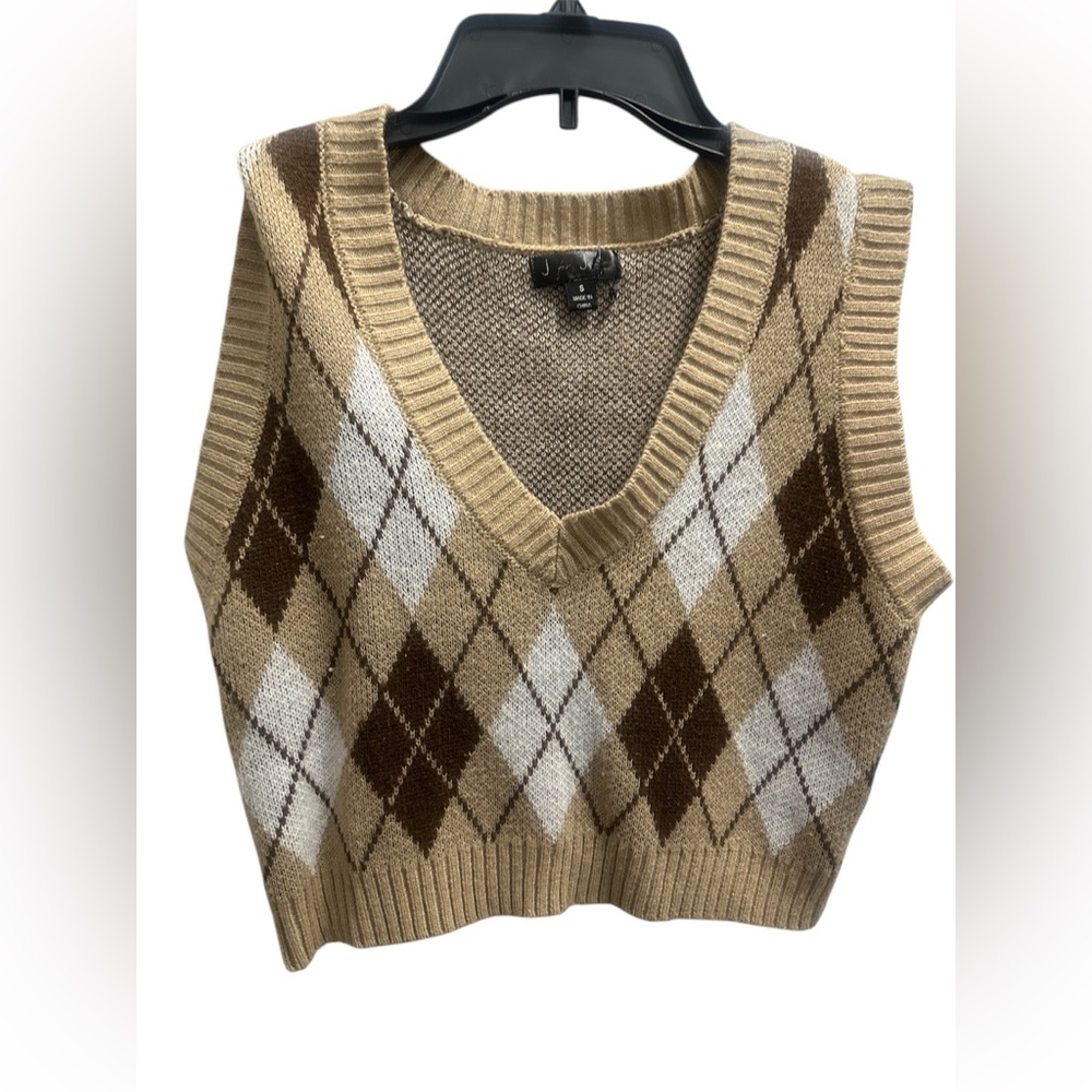 Women’s crop top  brown and plaid vest